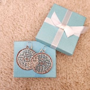 Express Circle Hoop Earrings, Silver colored